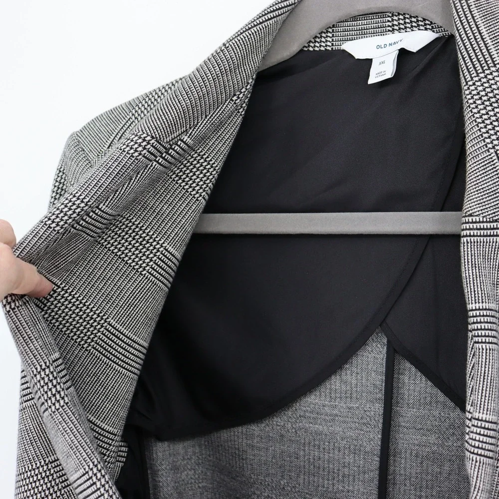 Old Navy Plaid Blazer Mens XXL Gray Black Career Office Casual Jacket‎ Preppy